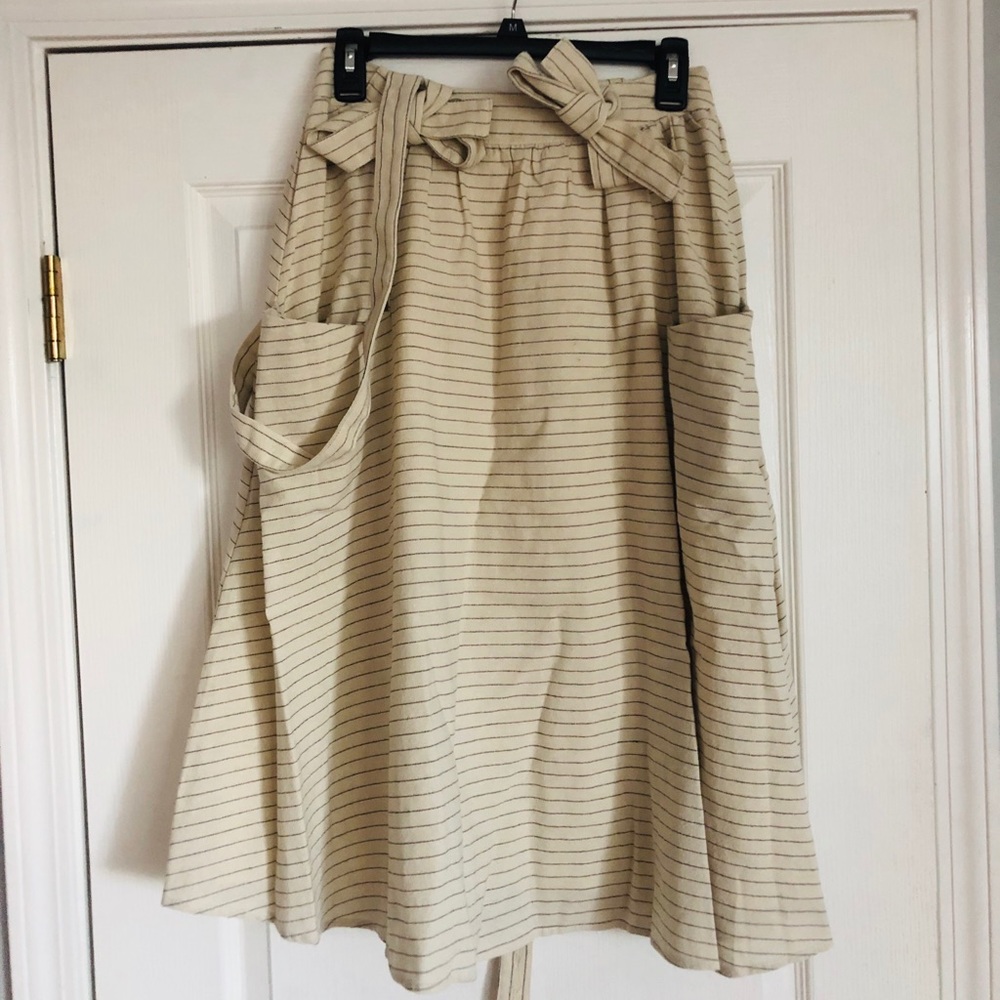 Cream and Black Striped Skirt